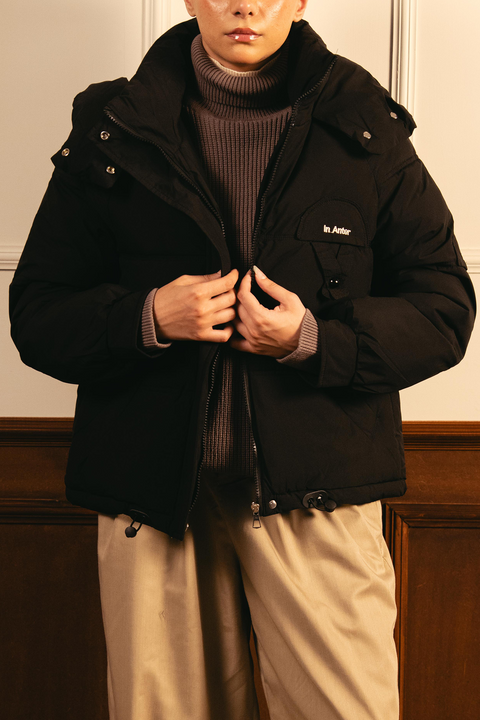 Cozy Hooded Puffer Jacket - Black