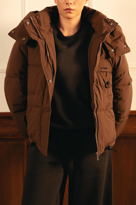 Cozy Hooded Puffer Jacket - Coffee