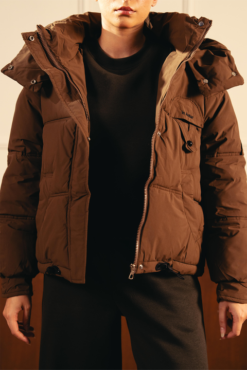 Cozy Hooded Puffer Jacket - Coffee