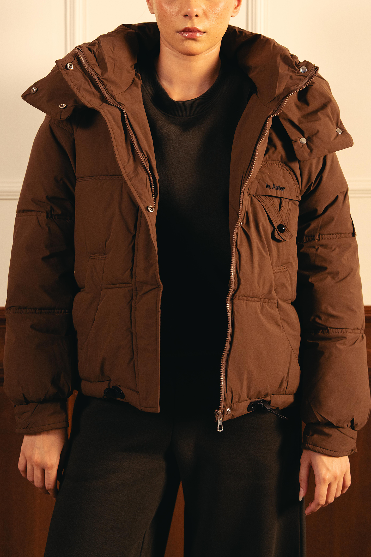 Cozy Hooded Puffer Jacket - Coffee Main image