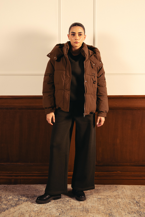 Cozy Hooded Puffer Jacket - Coffee