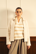 Women Full Zipper Jacket - Ivory