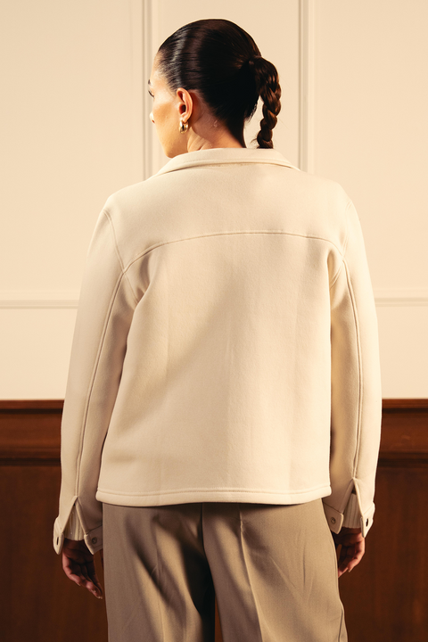 Women Full Zipper Jacket - Ivory