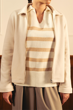 Women Full Zipper Jacket - Ivory
