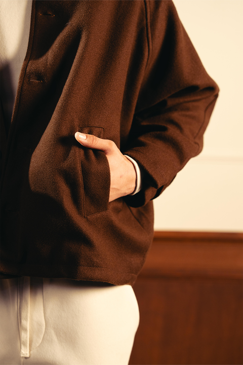 Wool Short Coat – Brown