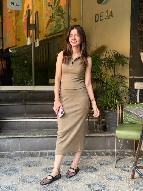 Slim fit Rib Skirt - Olive