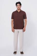 Diamond Texture Polo Shirt - Brown