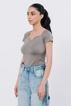 Sweetheart neck top - Sand