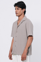 Boxy Fit Waffle Shirt – Greyish Beige