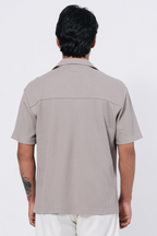 Boxy Fit Waffle Shirt – Greyish Beige