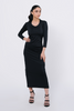 Pleated Bodycon Dress - Black