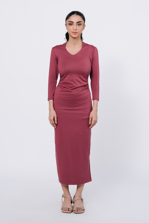 Pleated Bodycon Dress - Ash Rose