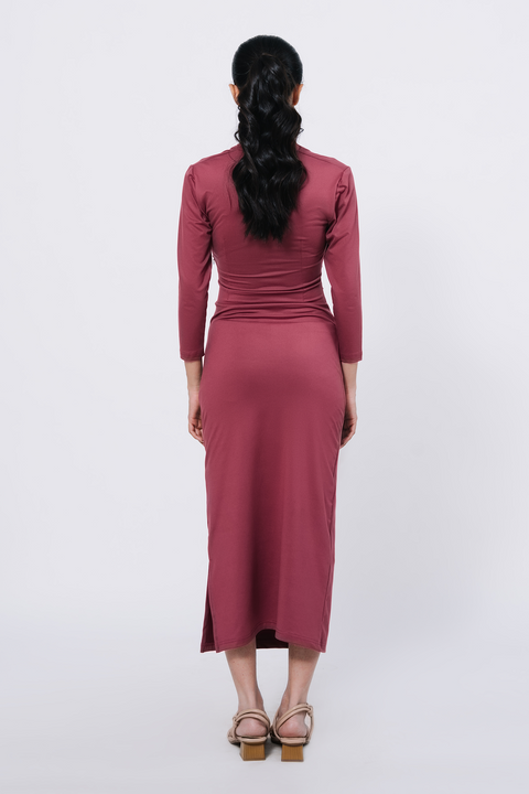 Pleated Bodycon Dress - Ash Rose