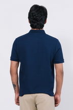 Diamond Texture Polo Shirt – Navy Blue