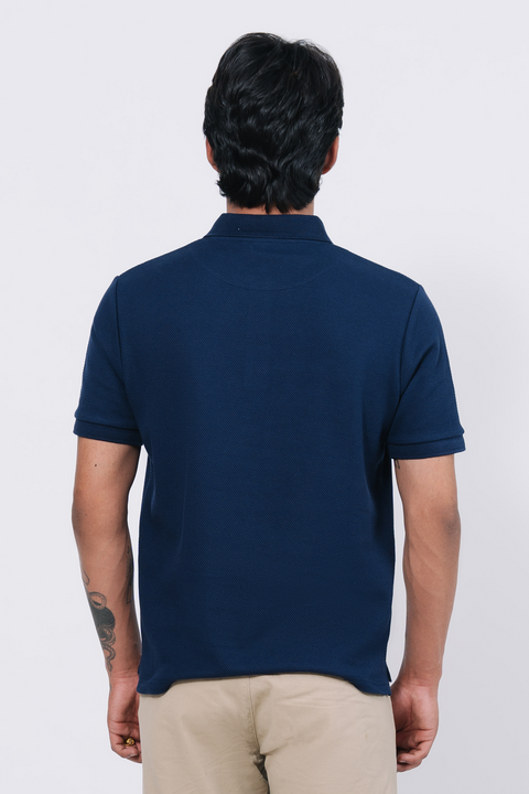 Diamond Texture Polo Shirt - Navy