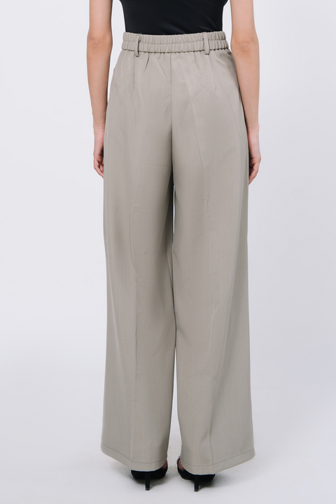 Pleated wide leg pants -Fawn