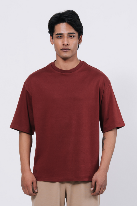 Premium Interlock Oversize Tee - Red