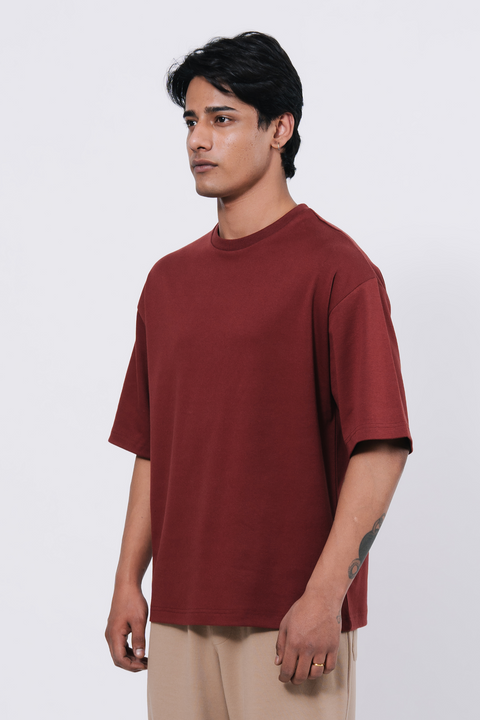 Premium Interlock Oversize Tee - Red