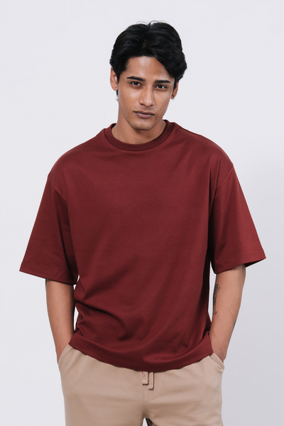Premium Interlock Oversized T-Shirt – Red