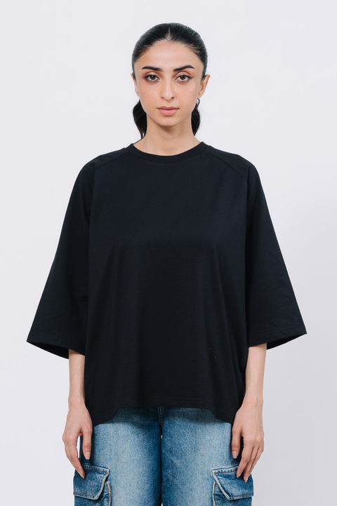 Raglan Oversize T- Shirt - Black