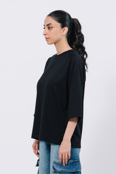 Raglan Oversize T- Shirt - Black
