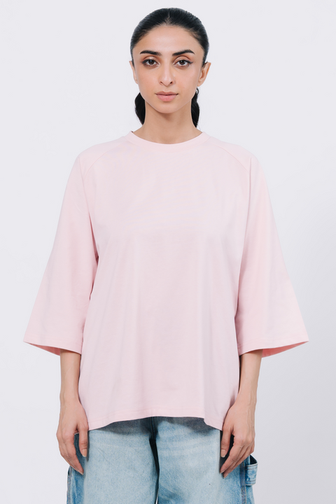 Raglan Oversize T- Shirt - Light Pink