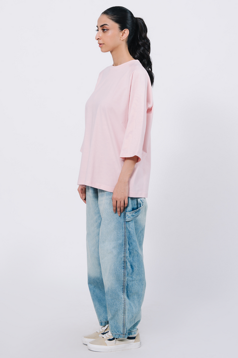 Raglan Oversize T- Shirt - Light Pink