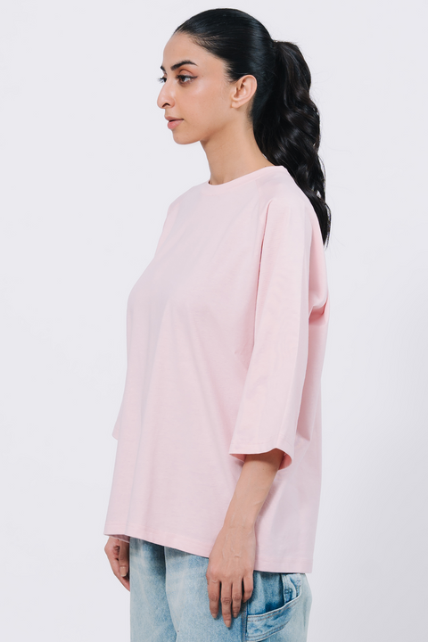 Raglan Oversize T- Shirt - Light Pink