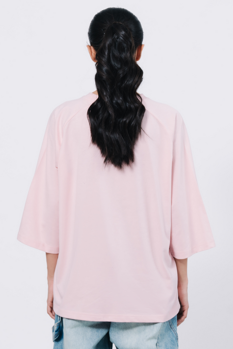 Raglan Oversize T- Shirt - Light Pink