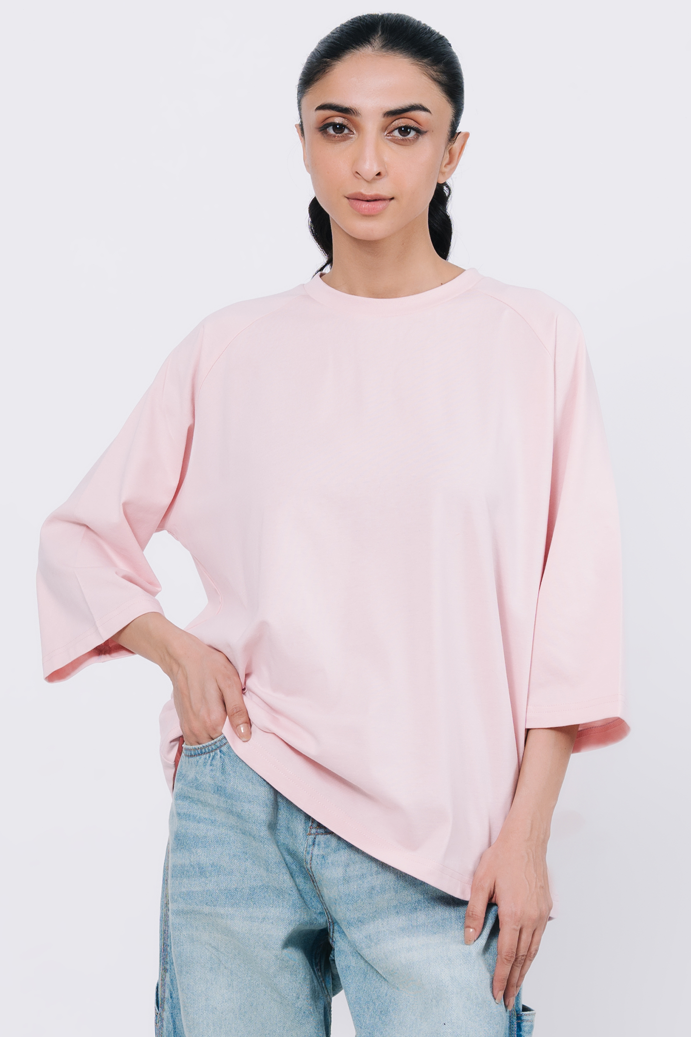 Raglan Oversize T- Shirt - Light Pink Main image