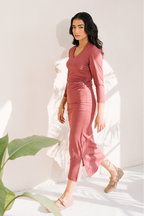 Pleated Bodycon Dress - Ash Rose