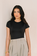 Pleated Bodysuit - Black