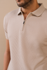 Zip-up Waffle Polo Shirt - Oatmeal