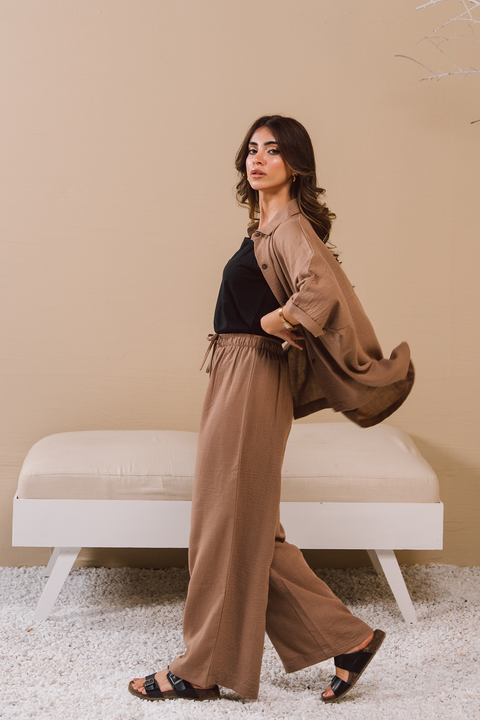 Textured  Co-ord Set - Khaki