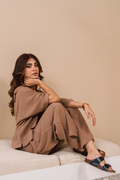 Textured  Co-ord Set - Khaki