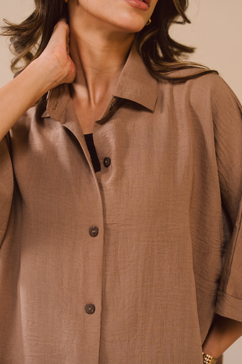 Textured  Co-ord Set - Khaki