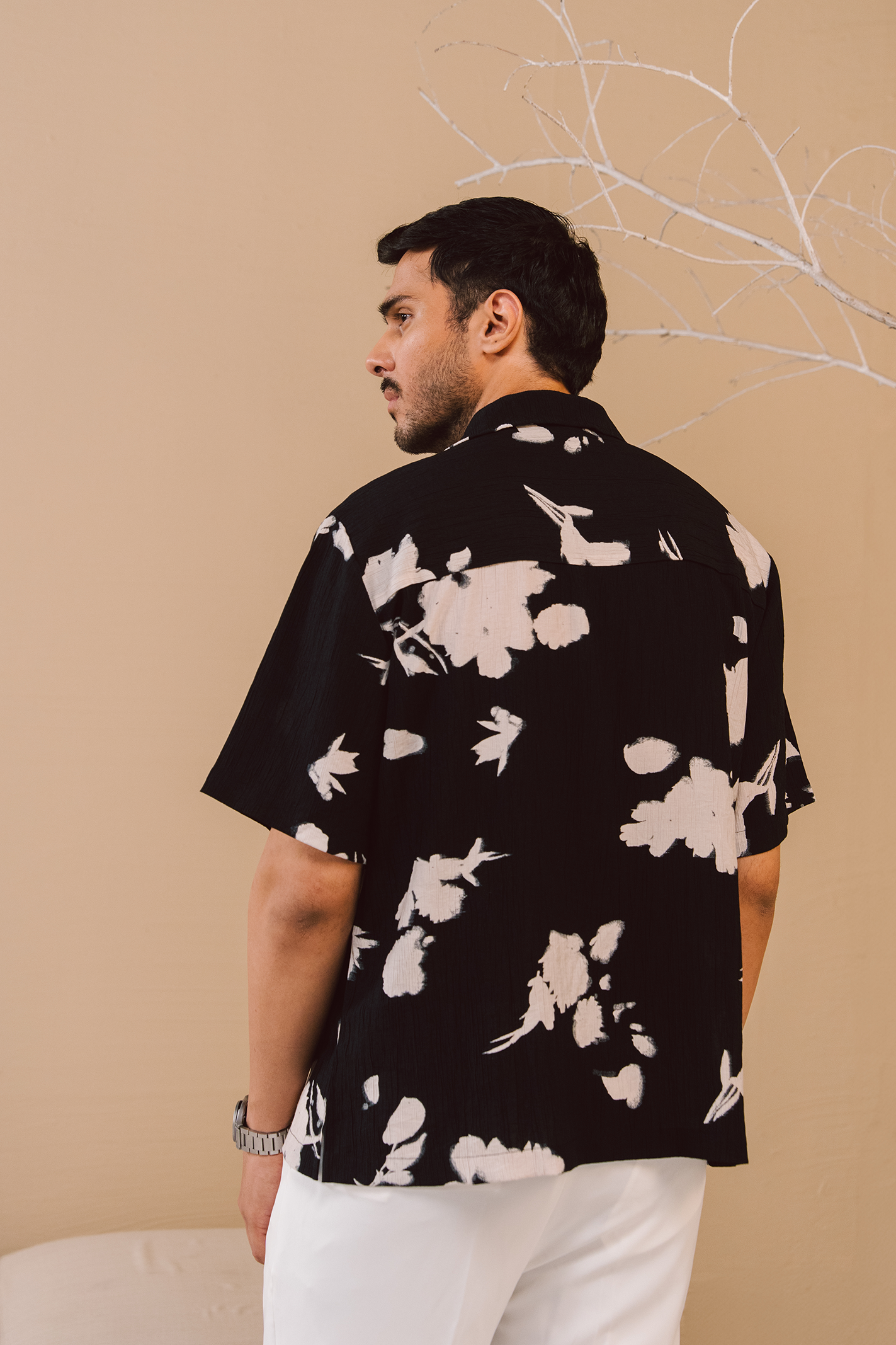 Textured Print Shirt – Black & White Secondary image