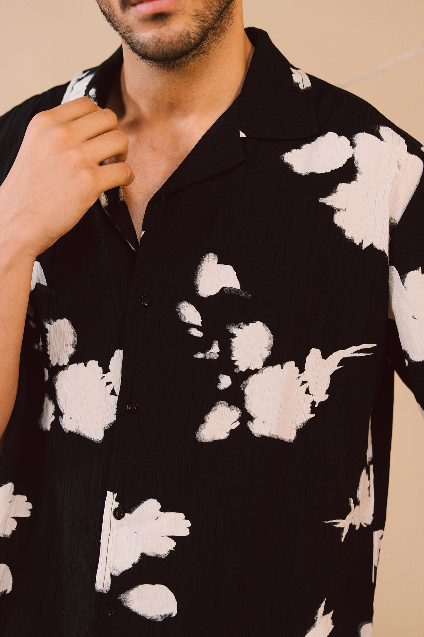 Textured Print Shirt – Black & White