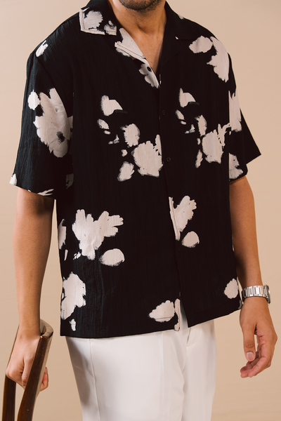 Textured Print Shirt – Black & White
