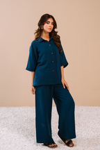 Textured  Co-ord Set - Navy