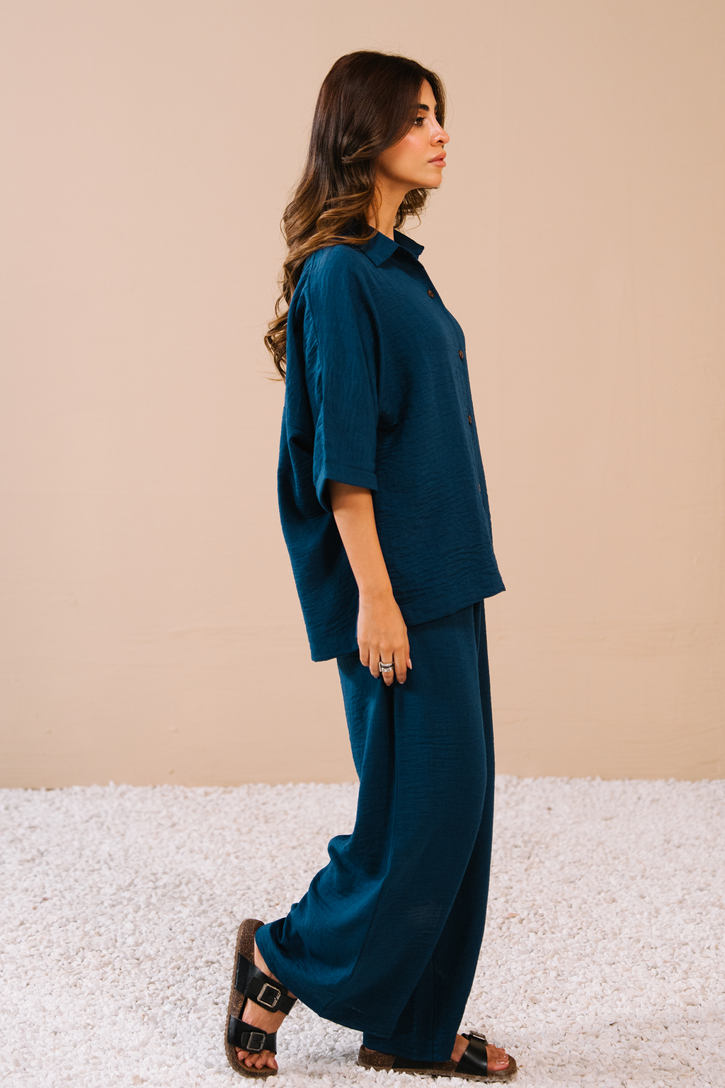 Textured  Co-ord Set - Navy