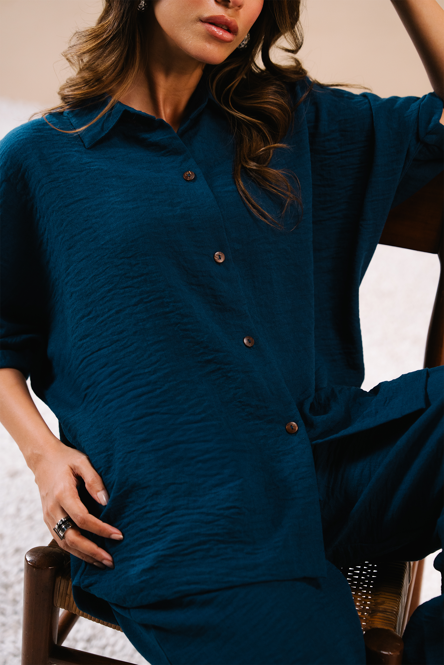 Textured  Co-ord Set - Navy