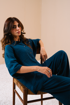 Textured  Co-ord Set - Navy