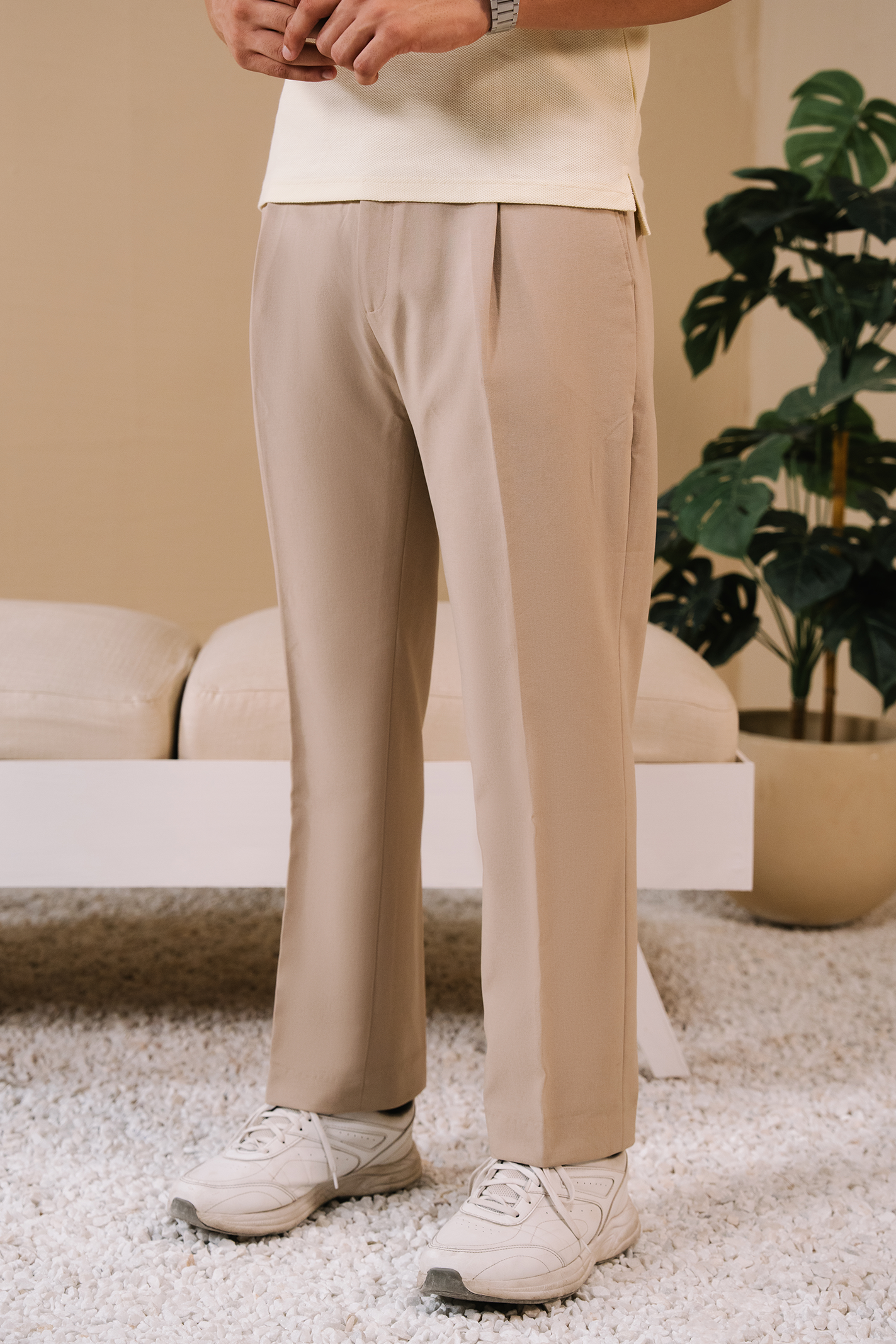 Pleated Dress Pants – Stone Main image