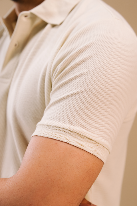 Honeycomb Textured Polo shirt - Butter Yellow