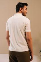 Honeycomb Textured Polo Shirt – Off White