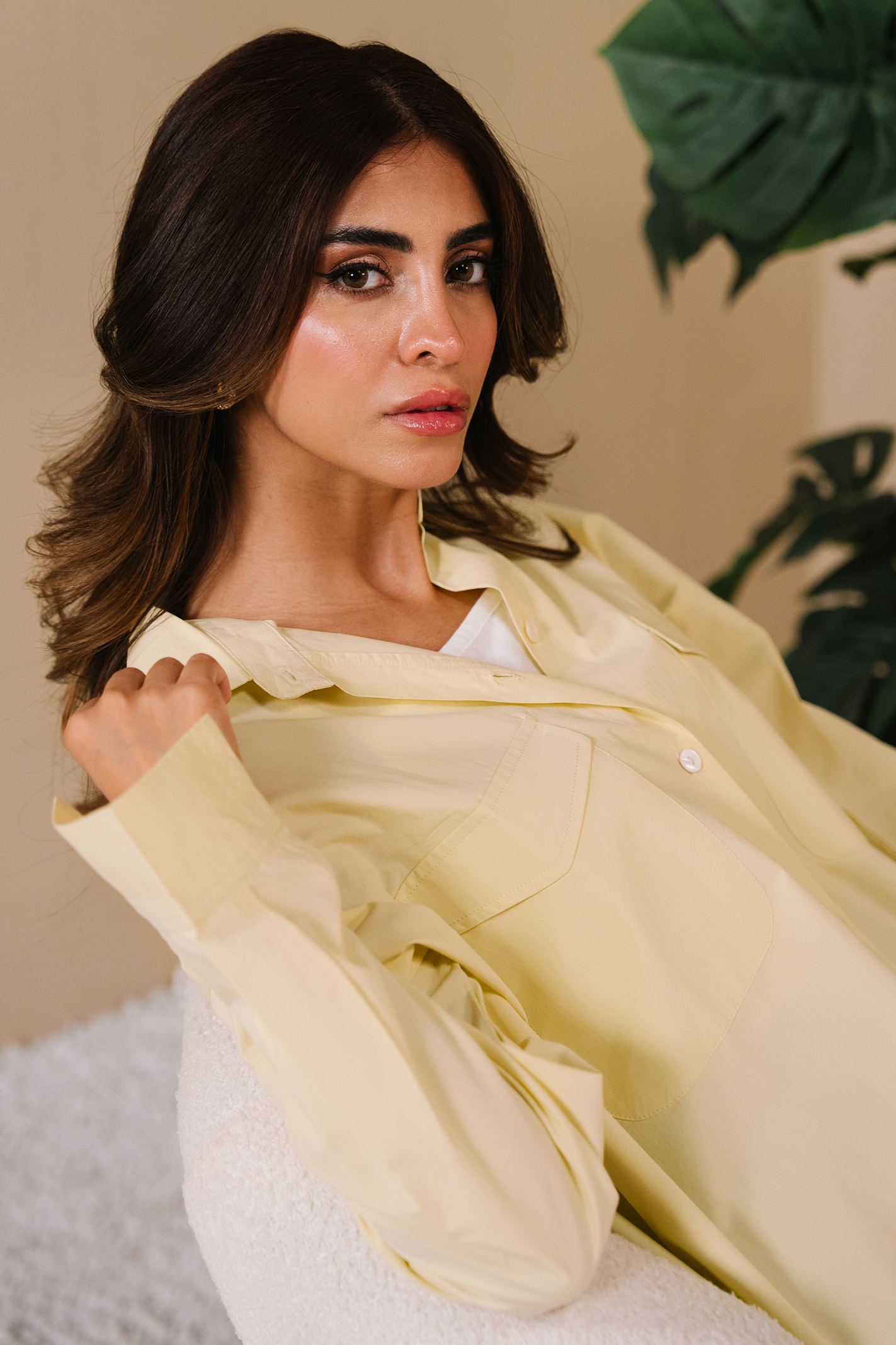 Oversized Poplin  Shirt - Butter Yellow