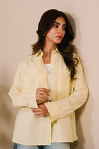 Oversized Poplin  Shirt - Butter Yellow