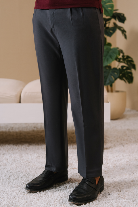 Pleated Adjustable Pants - Grey