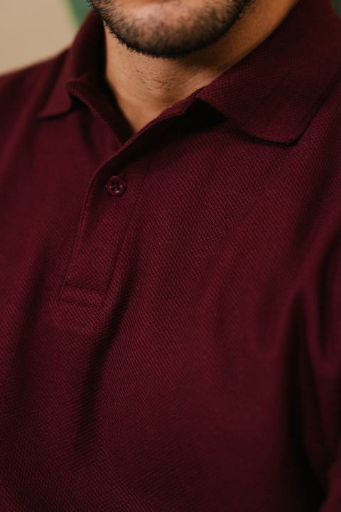 Honeycomb Textured Polo shirt - Windsor Wine